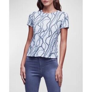 NWT L’AGENCE Women’s Sz XXL Ressi Chain Printed Short Sleeve Top